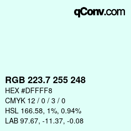 カラーコード: RGB 223.7 255 248 | qconv.com