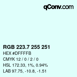 カラーコード: RGB 223.7 255 251 | qconv.com