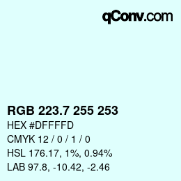 カラーコード: RGB 223.7 255 253 | qconv.com