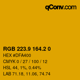 カラーコード: RGB 223.9 164.2 0 | qconv.com