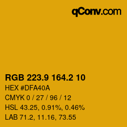 カラーコード: RGB 223.9 164.2 10 | qconv.com