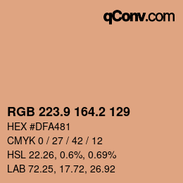 カラーコード: RGB 223.9 164.2 129 | qconv.com
