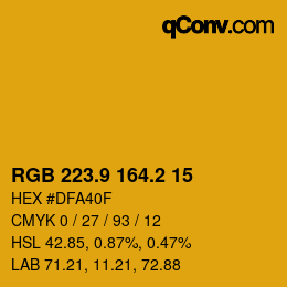 カラーコード: RGB 223.9 164.2 15 | qconv.com