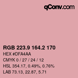 カラーコード: RGB 223.9 164.2 170 | qconv.com