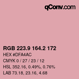 カラーコード: RGB 223.9 164.2 172 | qconv.com