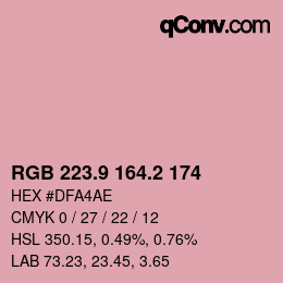 カラーコード: RGB 223.9 164.2 174 | qconv.com