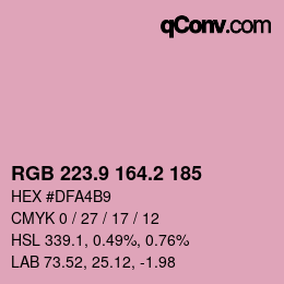 カラーコード: RGB 223.9 164.2 185 | qconv.com