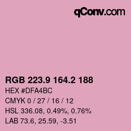 カラーコード: RGB 223.9 164.2 188 | qconv.com
