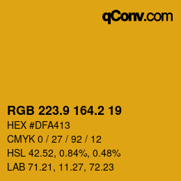 カラーコード: RGB 223.9 164.2 19 | qconv.com