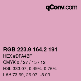 カラーコード: RGB 223.9 164.2 191 | qconv.com