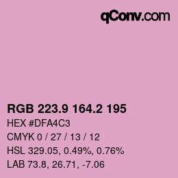 カラーコード: RGB 223.9 164.2 195 | qconv.com