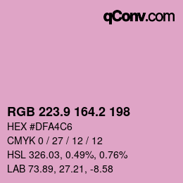 カラーコード: RGB 223.9 164.2 198 | qconv.com