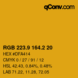 カラーコード: RGB 223.9 164.2 20 | qconv.com