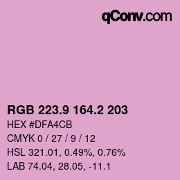 カラーコード: RGB 223.9 164.2 203 | qconv.com