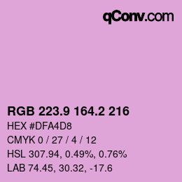Color code: RGB 223.9 164.2 216 | qconv.com