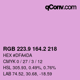カラーコード: RGB 223.9 164.2 218 | qconv.com