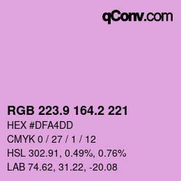 カラーコード: RGB 223.9 164.2 221 | qconv.com