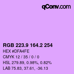 カラーコード: RGB 223.9 164.2 254 | qconv.com