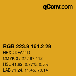 カラーコード: RGB 223.9 164.2 29 | qconv.com