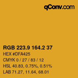 カラーコード: RGB 223.9 164.2 37 | qconv.com