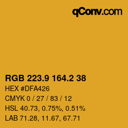 カラーコード: RGB 223.9 164.2 38 | qconv.com