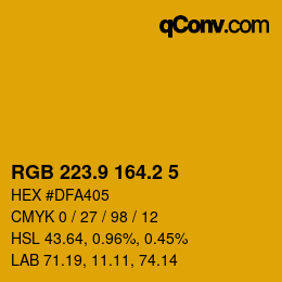 カラーコード: RGB 223.9 164.2 5 | qconv.com