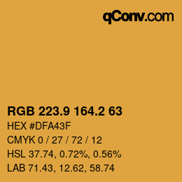 カラーコード: RGB 223.9 164.2 63 | qconv.com