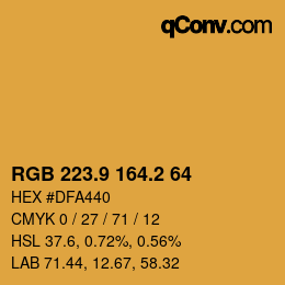 カラーコード: RGB 223.9 164.2 64 | qconv.com
