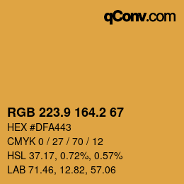 カラーコード: RGB 223.9 164.2 67 | qconv.com
