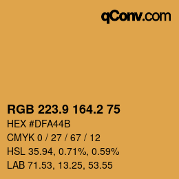 Color code: RGB 223.9 164.2 75 | qconv.com