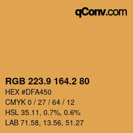 Color code: RGB 223.9 164.2 80 | qconv.com