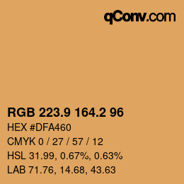 カラーコード: RGB 223.9 164.2 96 | qconv.com