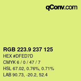 カラーコード: RGB 223.9 237 125 | qconv.com