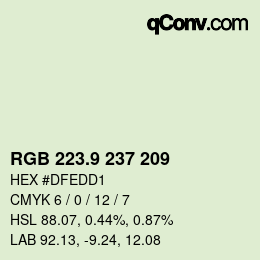 カラーコード: RGB 223.9 237 209 | qconv.com