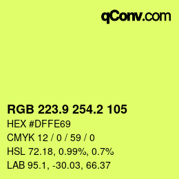 カラーコード: RGB 223.9 254.2 105 | qconv.com