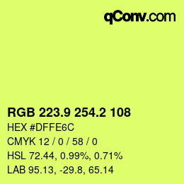 カラーコード: RGB 223.9 254.2 108 | qconv.com