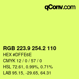 カラーコード: RGB 223.9 254.2 110 | qconv.com
