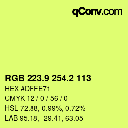 カラーコード: RGB 223.9 254.2 113 | qconv.com