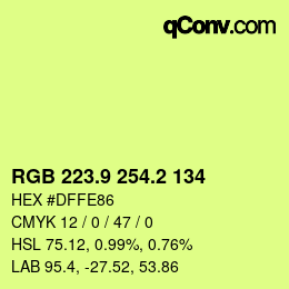 カラーコード: RGB 223.9 254.2 134 | qconv.com