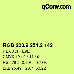 カラーコード: RGB 223.9 254.2 142 | qconv.com