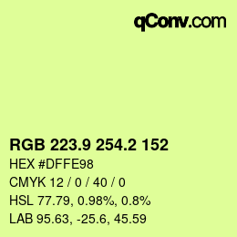 カラーコード: RGB 223.9 254.2 152 | qconv.com