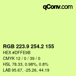 カラーコード: RGB 223.9 254.2 155 | qconv.com