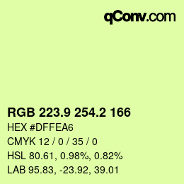カラーコード: RGB 223.9 254.2 166 | qconv.com