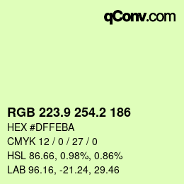 カラーコード: RGB 223.9 254.2 186 | qconv.com