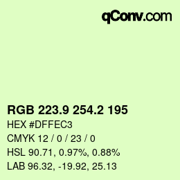 カラーコード: RGB 223.9 254.2 195 | qconv.com