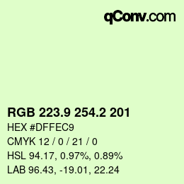 カラーコード: RGB 223.9 254.2 201 | qconv.com