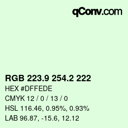 カラーコード: RGB 223.9 254.2 222 | qconv.com