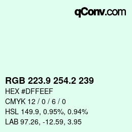 カラーコード: RGB 223.9 254.2 239 | qconv.com