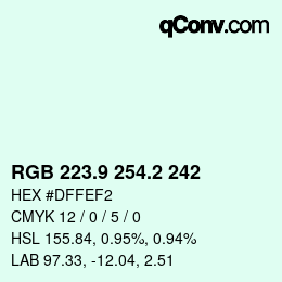 カラーコード: RGB 223.9 254.2 242 | qconv.com