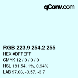 Color code: RGB 223.9 254.2 255 | qconv.com